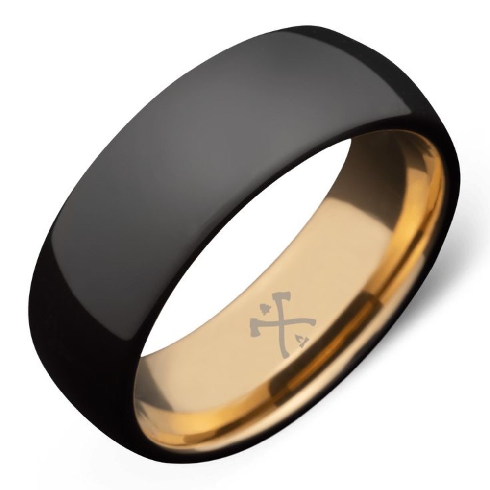 Black and Gold Men's Ring - Manly Bands - the record producer size 10